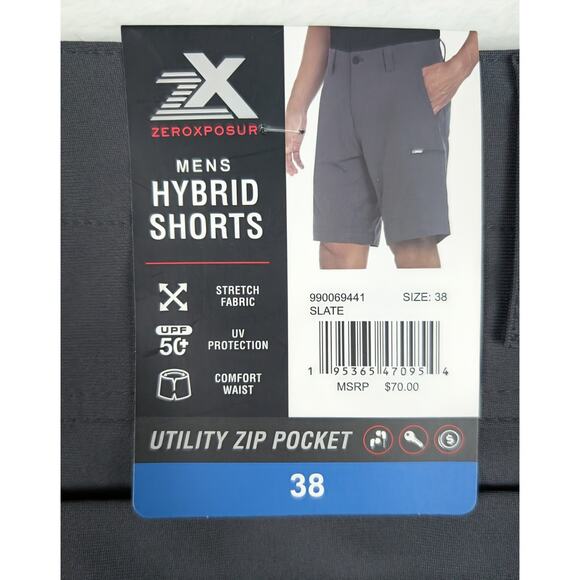 ZeroXposur Hybrid Shorts Mens 38 Black Utility Zip Pocket 4-Way Stretch UPF 50+ - Picture 1 of 10